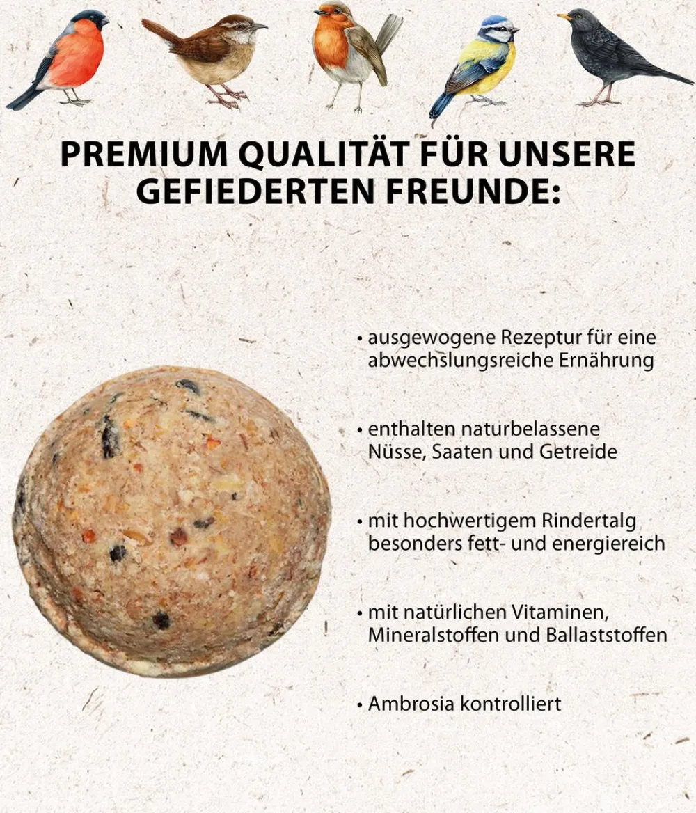 Dehner Natura Premium Meisenknödel > Wildvogelfutter Meisenknödel, mit Netz, 6 Stk.