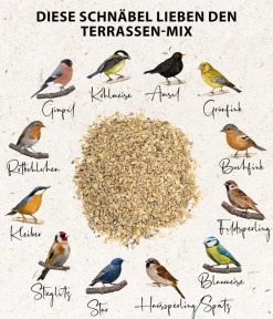 Dehner Natura Premium Wildvogelfutter Ganzjahresfutter Terrassen-Mix, 900 g Hot