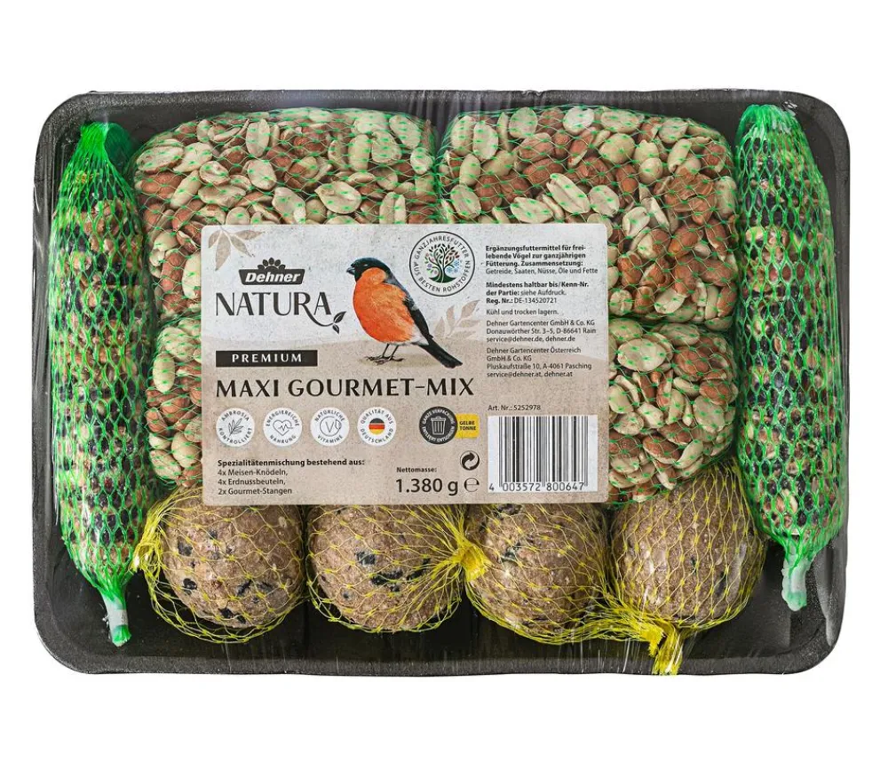Dehner Natura Premium Wildvogelfutter & Snacks - Wildvogelfutter Maxi Gourmet-Mix, 1.380 g