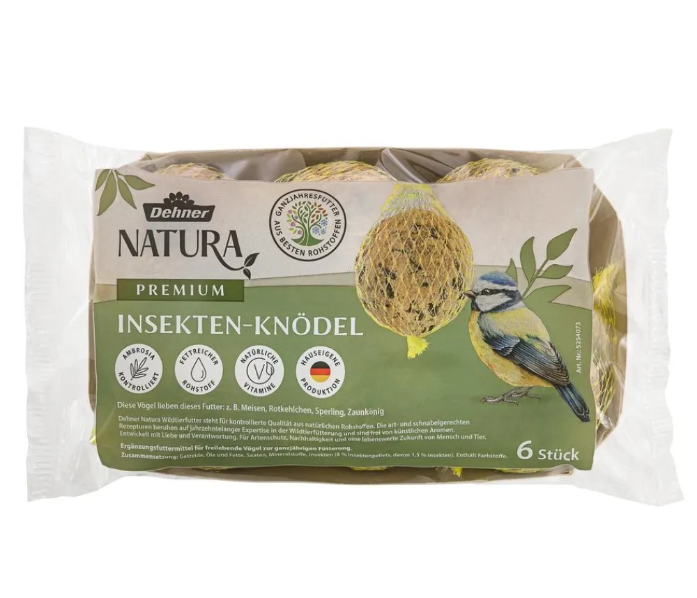 Dehner Natura Premium Meisenknödel - Wildvogelfutter Insekten-Meisenknödel, mit Netz