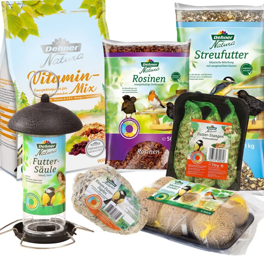 Dehner Natura Premium Wildvogelfutter & Snacks|Meisenknödel - Wildvogelfutter Starterset, 7-teilig