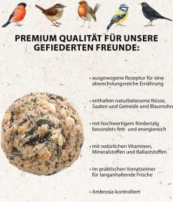 Dehner Natura Premium Meisenknödel - Wildvogelfutter Mohn-Meisenknödel im Eimer, mit Netz, 30 Stk.