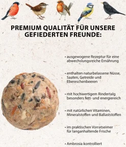 Dehner Natura Premium Meisenknödel - Wildvogelfutter Wald-Meisenknödel im Eimer, mit Netz, 30 Stk.