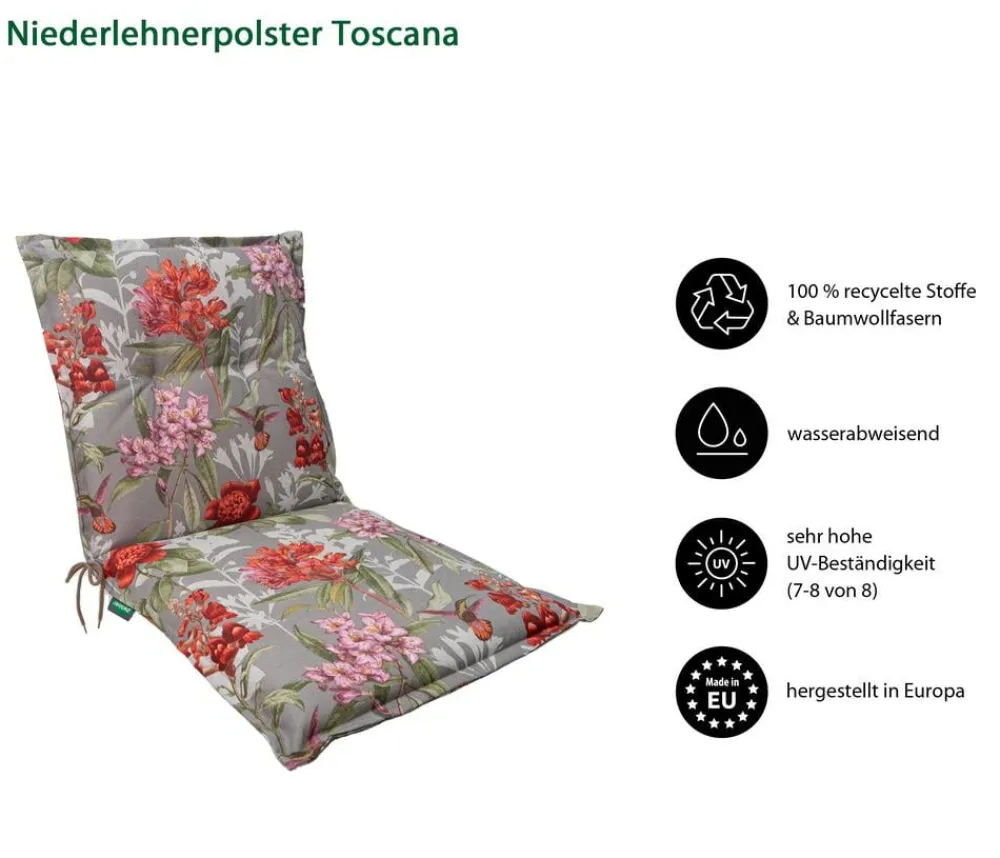Dehner Sitzauflagen > Niederlehnerauflage Toscana, ca. B50/H6/T100 cm