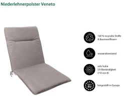 Dehner Sitzauflagen - Niederlehnerauflage Veneto, ca. B48/H4/T97 cm Taupe