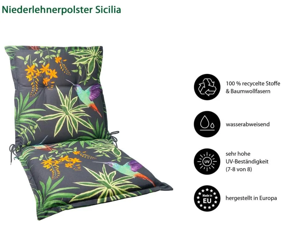 Dehner Sitzauflagen - Niederlehnerauflage Sicilia, ca. B50/H6/T100 cm
