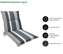 Dehner Niederlehnerauflage Ligura, ca. B50/H6/T100 cm Grau Discount