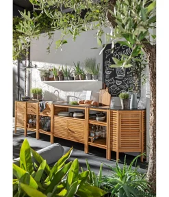 Dehner Gartenschränke & -Regale > Outdoor-Küche Eckregal Southampton, ca. B50/H90/T50 cm