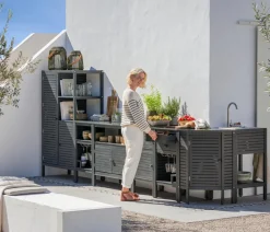 Dehner Gartenschränke & -Regale - Outdoor-Küche Schrank Southampton, ca. B100/H90/T50 cm Anthrazit