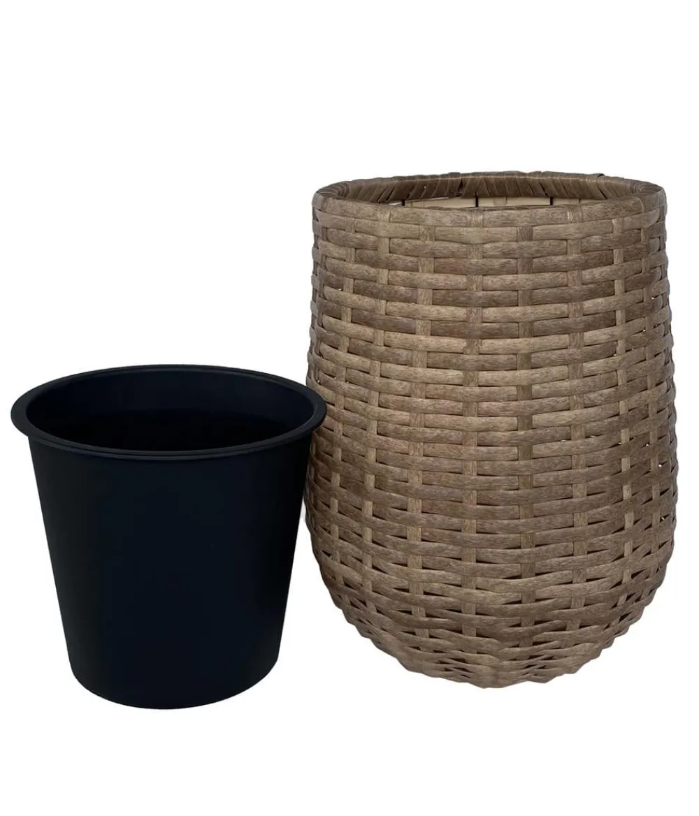Dehner Blumentöpfe & Übertöpfe - Polyrattan-Flechttopf Tulum, rund Braun