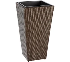 Dehner Vasen|Blumentöpfe & Übertöpfe - Polyrattan-Topf Alicante, konisch, Braun