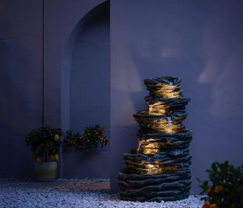 Dehner Polyresin-Gartenbrunnen Roccia, ca. H120 cm New