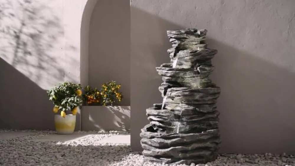 Dehner Polyresin-Gartenbrunnen Roccia, ca. H120 cm New