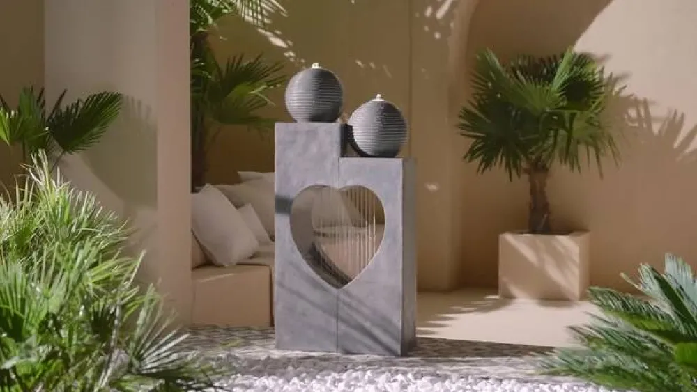 Dehner Polyresin-Gartenbrunnen Amor, solarfähig, ca. H99 cm New