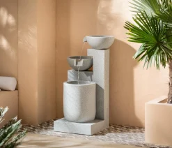 Dehner Polyresin-Gartenbrunnen Samson, solarfähig, ca. H100 cm New
