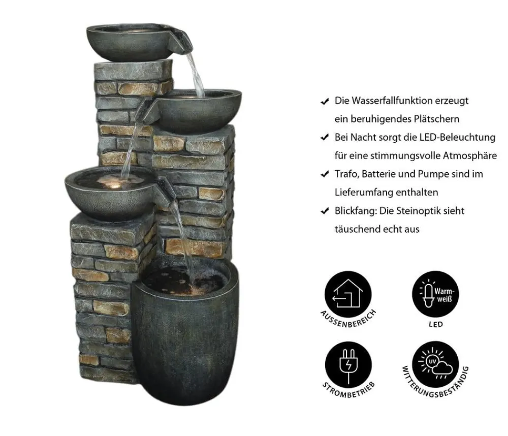 Dehner Polyresin-Gartenbrunnen Mattone, solarfähig, ca. H89 cm Best