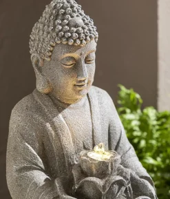 Dehner Polyresin-Gartenbrunnen Yoga, solarfähig, ca. H55 cm Outlet