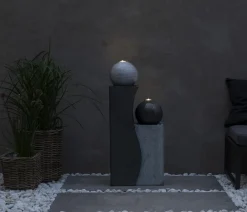 Dehner Gartenbrunnen - Polyresin-Gartenbrunnen Ying Yang, solarfähig, ca. H94 cm