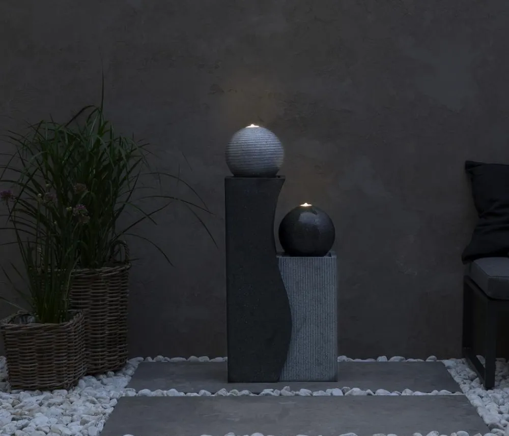 Dehner Gartenbrunnen - Polyresin-Gartenbrunnen Ying Yang, solarfähig, ca. H94 cm