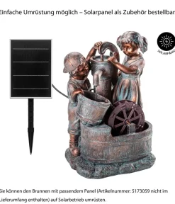 Dehner Gartenbrunnen - Polyresin-Gartenbrunnen Lea und Leon, solarfähig, ca. H68,5 cm