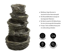 Dehner Gartenbrunnen - Polyresin-Gartenbrunnen Roccia, solarfähig, ca.H99 cm