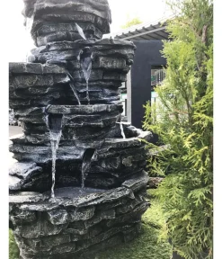 Dehner Gartenbrunnen - Polyresin-Gartenbrunnen Roccia, solarfähig, ca.H99 cm