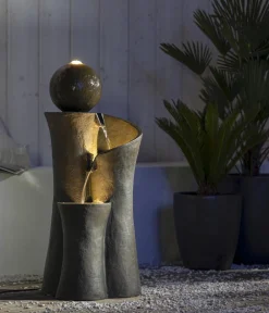 Dehner Gartenbrunnen - Polyresin-Gartenbrunnen Acapulco, solarfähig, ca. H100 cm