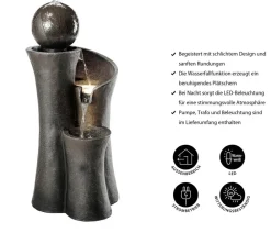 Dehner Gartenbrunnen - Polyresin-Gartenbrunnen Acapulco, solarfähig, ca. H100 cm