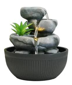 Dehner Zimmerbrunnen > Polyresin-Zimmerbrunnen Lono mit LED-Beleuchtung, ca. H21 cm