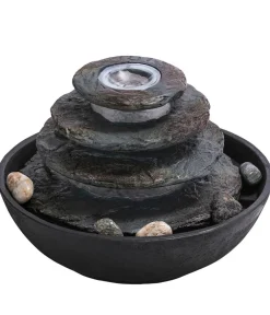 Dehner Zimmerbrunnen - Polyresin-Zimmerbrunnen Hoku mit LED-Beleuchtung, ca. H16,5 cm