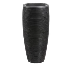 Dehner Blumentöpfe & Übertöpfe - Polystone-Pflanzvase Singapur in Riffeloptik, rund, anthrazit Dunkelgrau