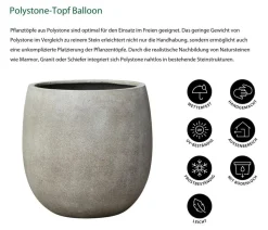 Dehner Blumentöpfe & Übertöpfe - Polystone-Topf Balloon Grau