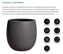 Dehner Blumentöpfe & Übertöpfe - Polystone-Topf Balloon Dunkelbraun