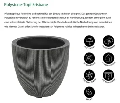 Dehner Blumentöpfe & Übertöpfe - Polystone-Topf Brisbane in Riffeloptik, rund Dunkelgrau