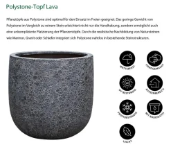 Dehner Blumentöpfe & Übertöpfe - Polystone-Topf Lava, rund, Schwarz