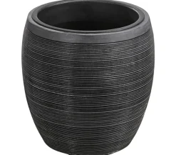 Dehner Blumentöpfe & Übertöpfe - Polystone-Topf Singapur, rund, anthrazit Dunkelgrau