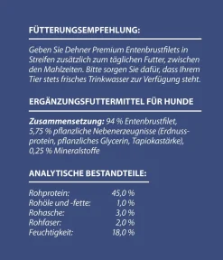 Dehner Premium Hundeleckerlies > Hundesnack Fleischstreifen, Entenbrust