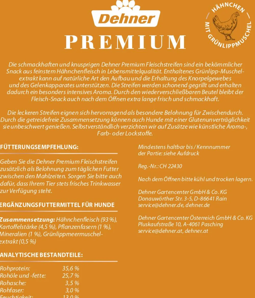 Dehner Premium Hundesnack Fleischstreifen, Hähnchen, 50 g Best