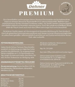 Dehner Premium Katzenleckerlies & Getränke - Katzensnack Kaninchenfleisch mit Weißdorn, 45 g