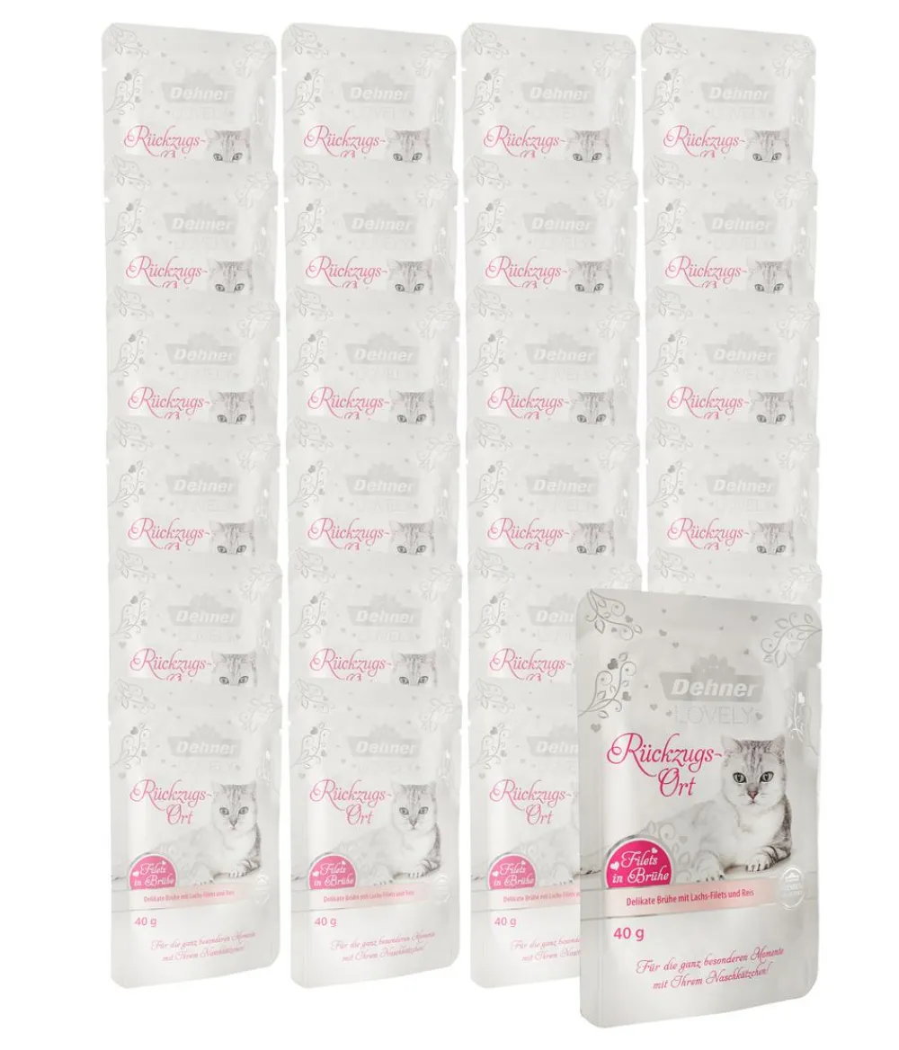 Dehner Premium Lovely Katzensnack Filets in Brühe Rückzugs-Ort, 24 x 40 g New