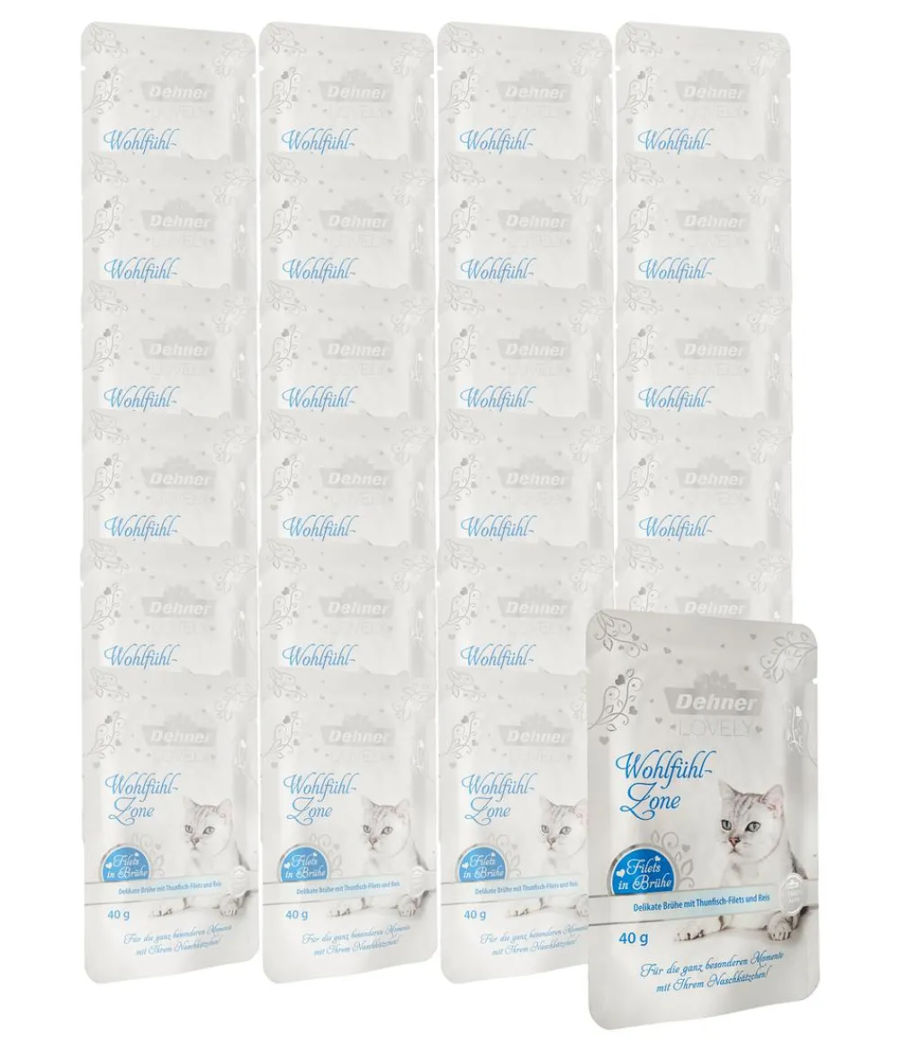 Dehner Premium Lovely Katzensnack Filets in Brühe Wohlfühl-Zone, 24 x 40 g Outlet