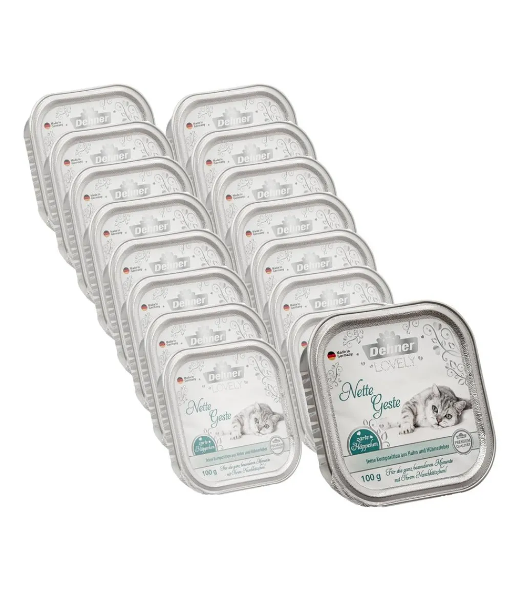 Dehner Premium Lovely Nassfutter für Katzen Nette Geste, 16 x 100 g Clearance