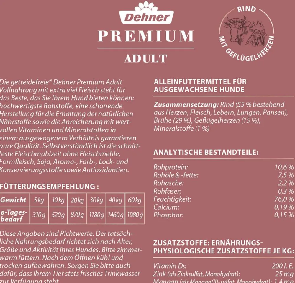 Dehner Premium Nassfutter Hund > Nassfutter für Hunde Adult