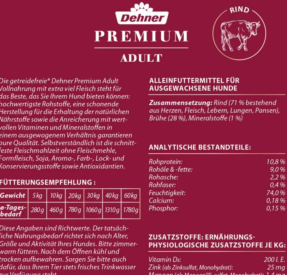 Dehner Premium Nassfutter für Hunde Adult Online