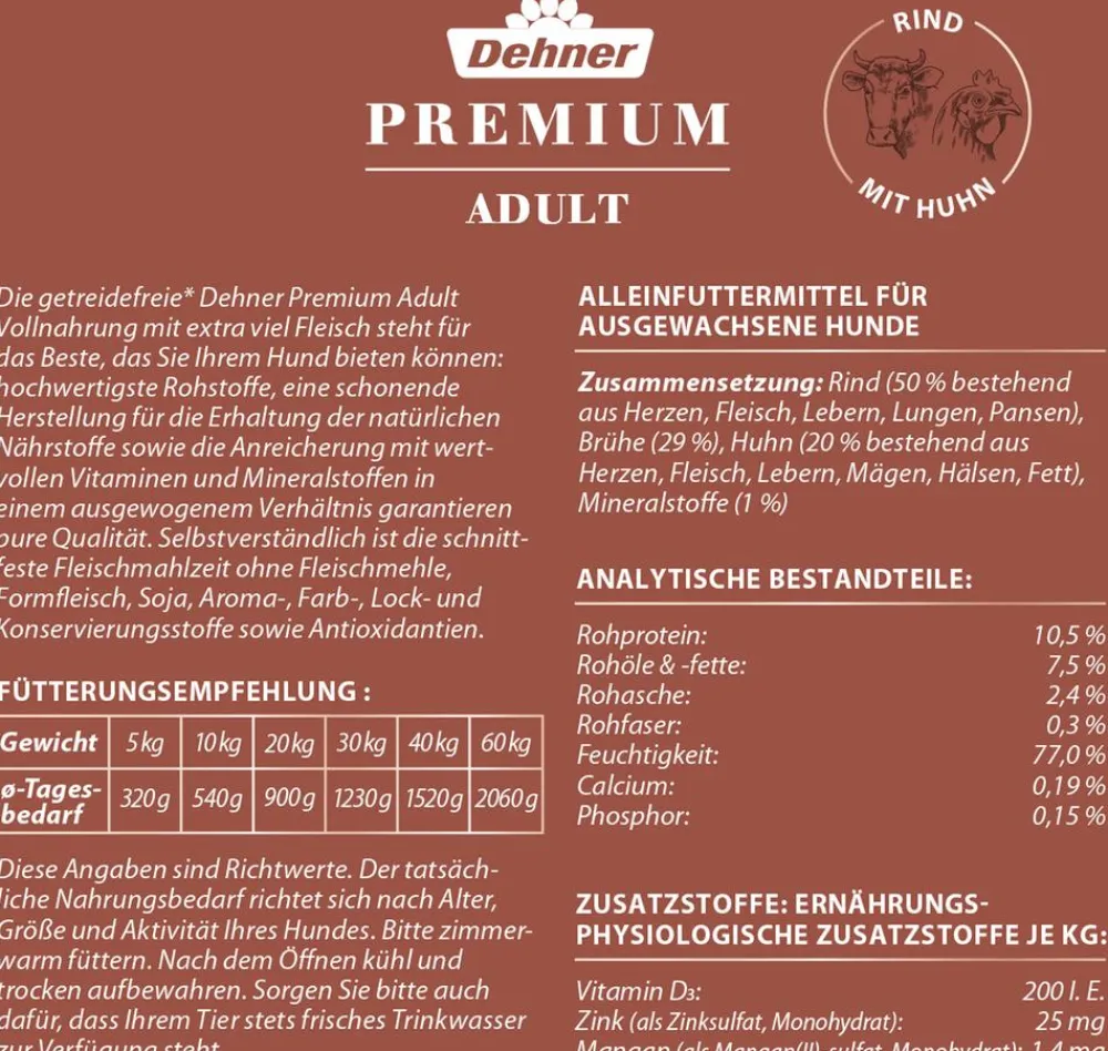 Dehner Premium Nassfutter Hund - Nassfutter für Hunde Adult