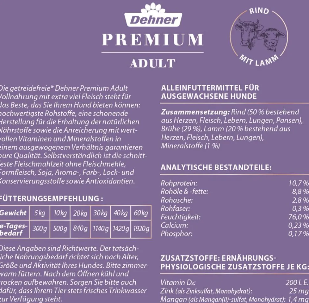 Dehner Premium Nassfutter Hund - Nassfutter für Hunde Adult