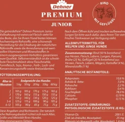 Dehner Premium Nassfutter Hund - Nassfutter für Hunde Junior, Rind mit Geflügel