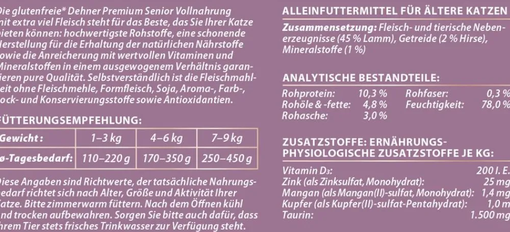 Dehner Premium Nassfutter Katze > Nassfutter für Katzen Senior, /400 g
