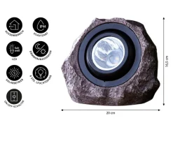 Dehner Solarleuchten - Premium Solar-Granitstein Pedra, ca. Ø20/16,5 cm