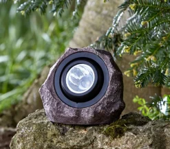Dehner Solarleuchten - Premium Solar-Granitstein Pedra, ca. Ø20/16,5 cm